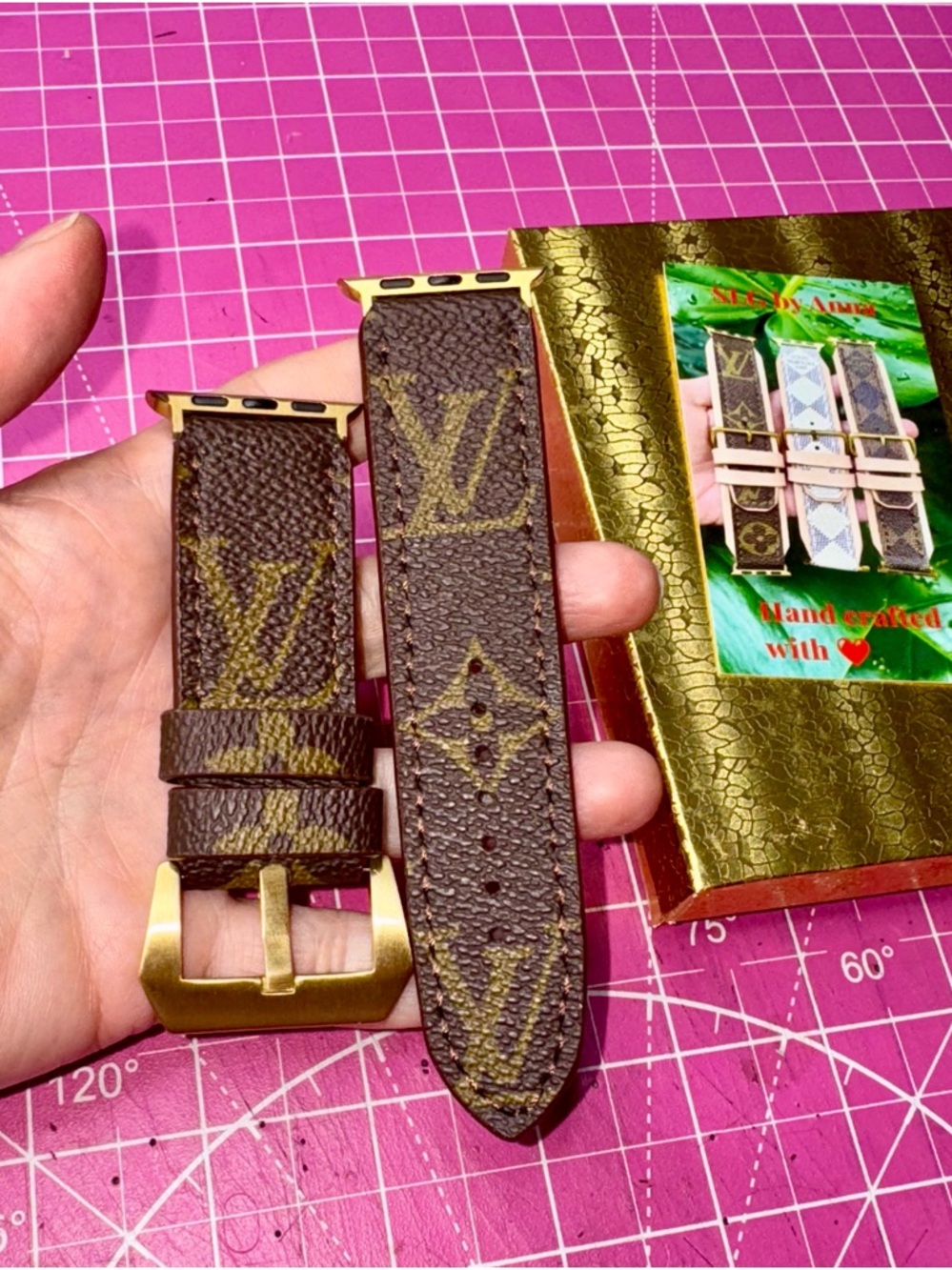 🎁 Authentic upcycled LV monogram Apple Watch band Handmade